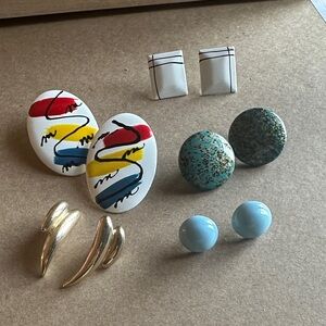 80’s Vintage Colorful and Gold Earring Set